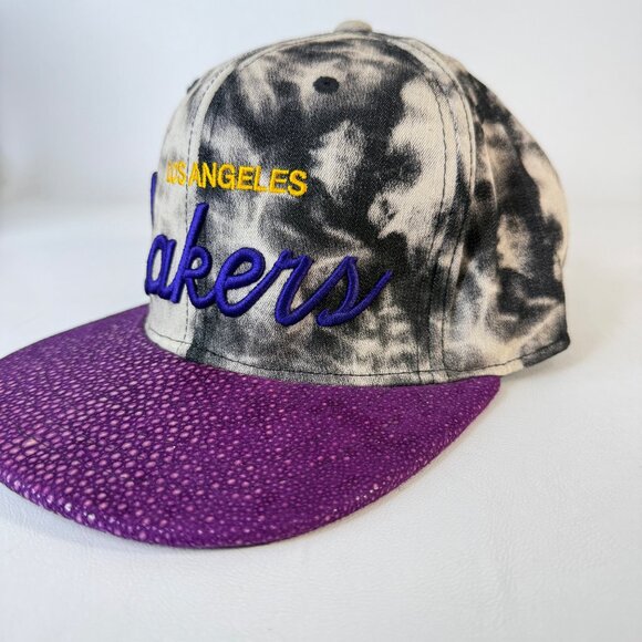 Mitchell & Ness Los Angeles Lakers Script Hat Hardwood Classics Tie Dye - Picture 3 of 12